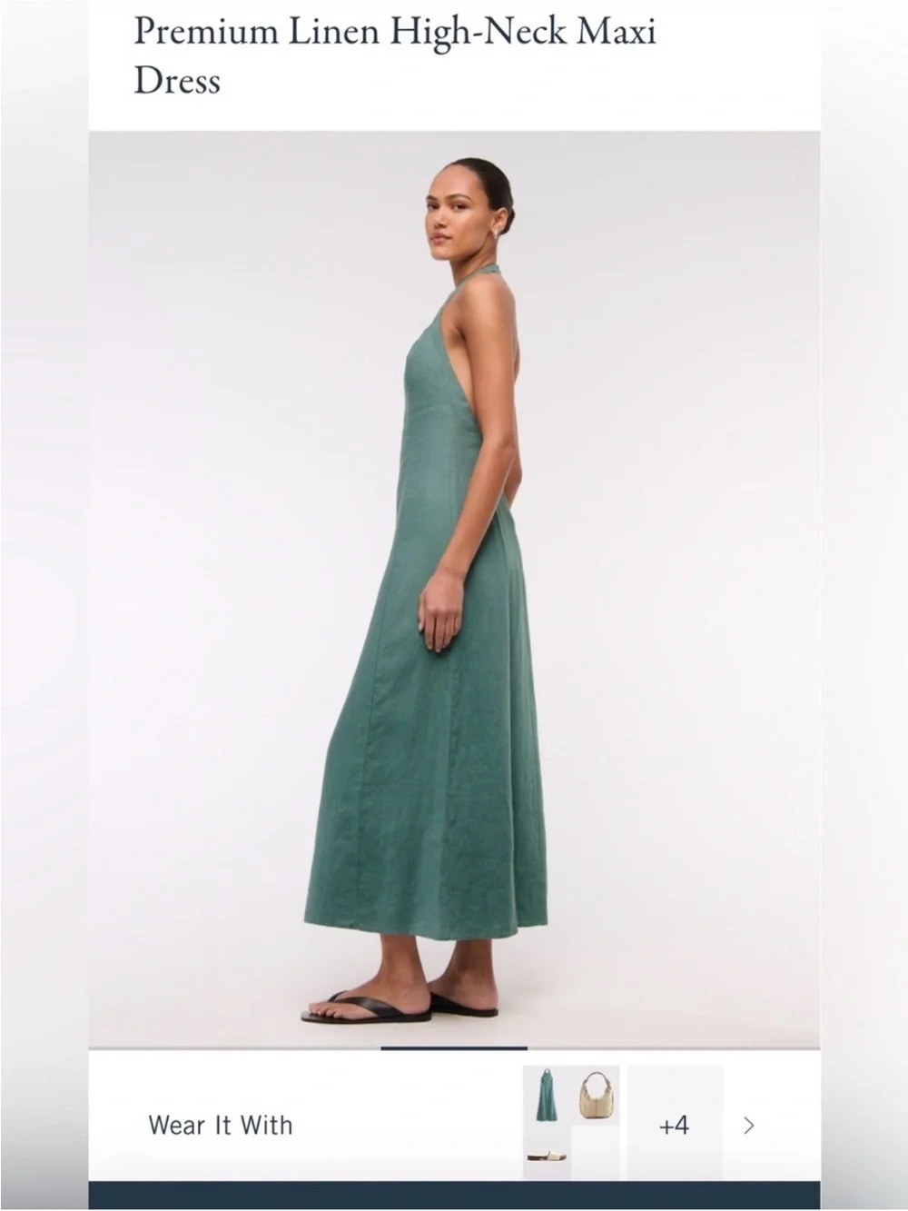 Abercrombie & Fitch Premium Linen High-Neck Maxi Dress